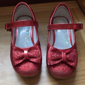 Sparkling Red Glitter Dress Shoes for Kids